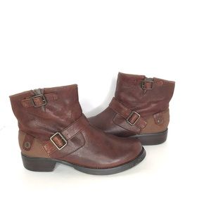 London Underground Brown Leather Booties Buckle